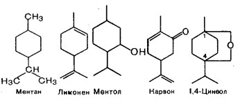 Терпеноиды Ментан, Лимонен, ментол, Карвон, Цинеол