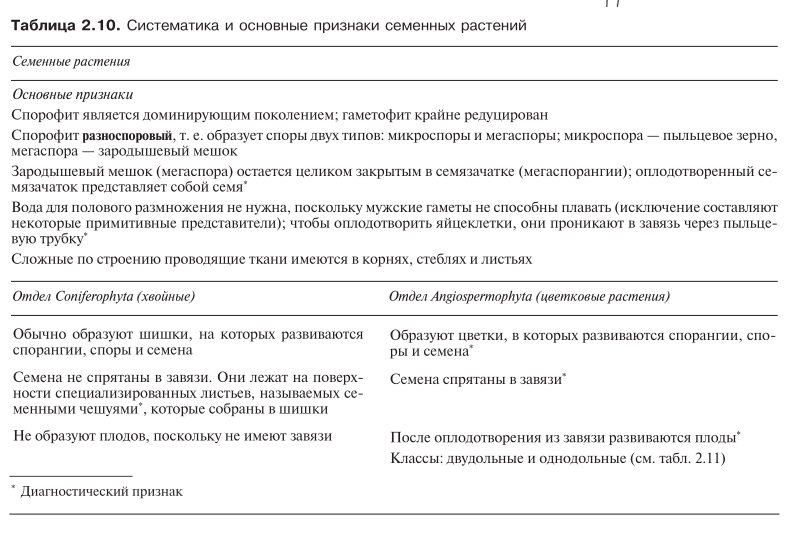 Систематика и основные признаки семенных растений