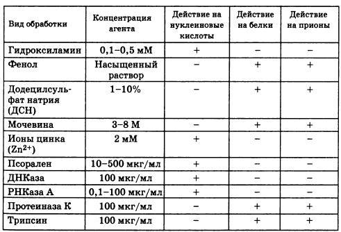 Отношение прионов к некоторым химическим соединениям и ферментам