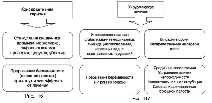 Консервативная терапия кишечной непроходимости  Рис. 117. Хирургическое лечение кишечной непроходимости